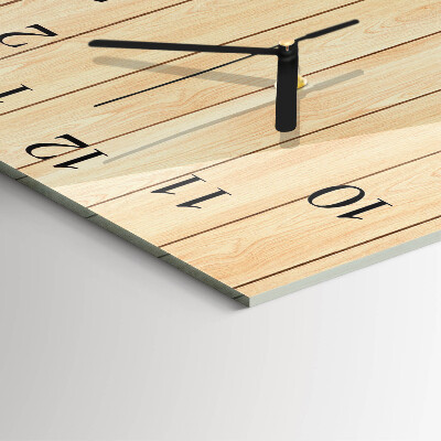 Glass wall clock square Wood