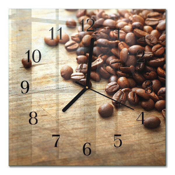 Glass wall clock square Coffee beans