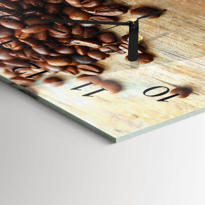 Glass wall clock square Coffee beans