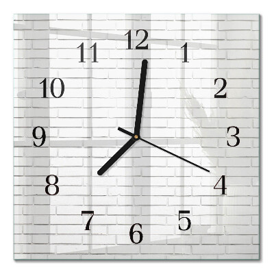 Glass wall clock square Brick wall