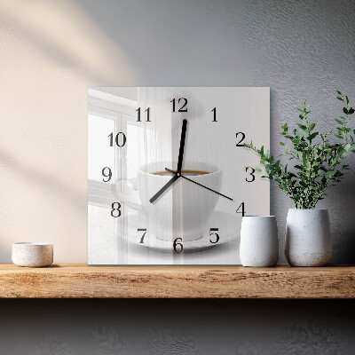 Square kitchen clock A cup of coffee