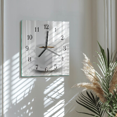 Square kitchen clock A cup of coffee