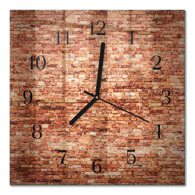 Glass clock square Brick wall