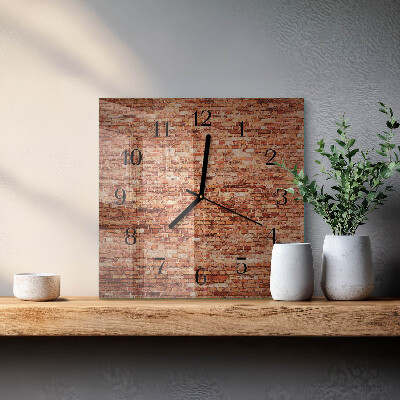 Glass clock square Brick wall