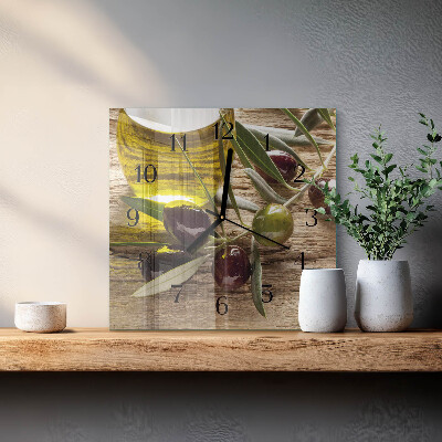 Glass clock square Olive oil
