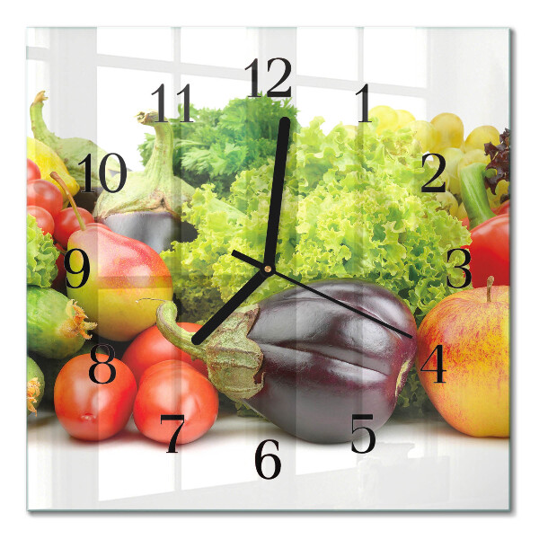 Glass clock square Vegetables
