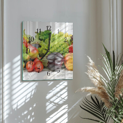 Glass clock square Vegetables