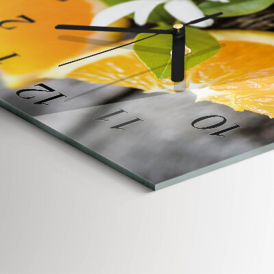 Glass clock square Citrus