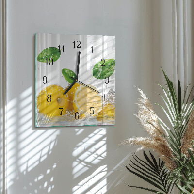 Glass wall clock square Citrus