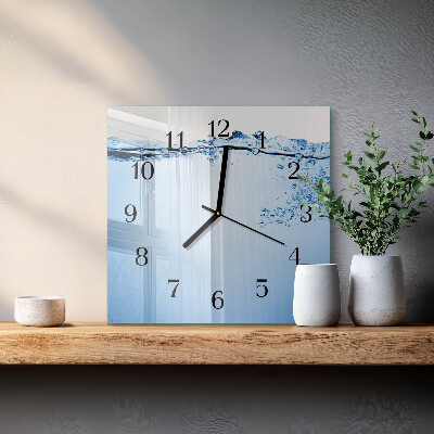 Glass wall clock square Water