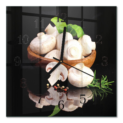 Square kitchen clock Mushrooms