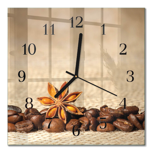 Glass wall clock square Coffee beans