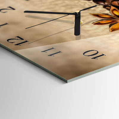 Glass wall clock square Coffee beans