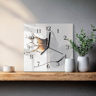 Glass clock square A cup of coffee