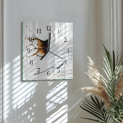 Glass clock square A cup of coffee