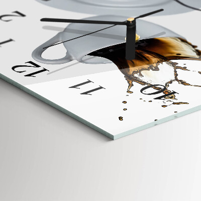 Glass clock square A cup of coffee