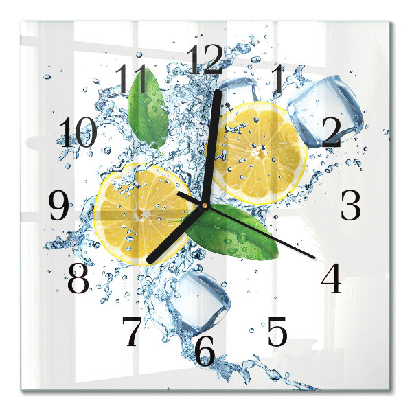 Glass clock square Citrus