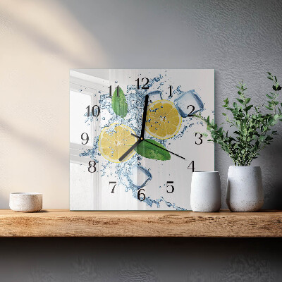 Glass clock square Citrus