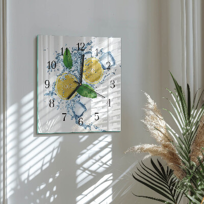 Glass clock square Citrus