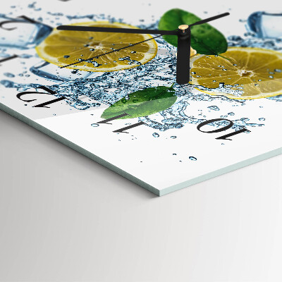 Glass clock square Citrus