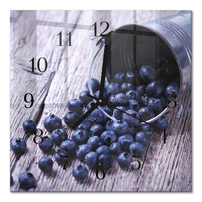 Glass wall clock square Berries