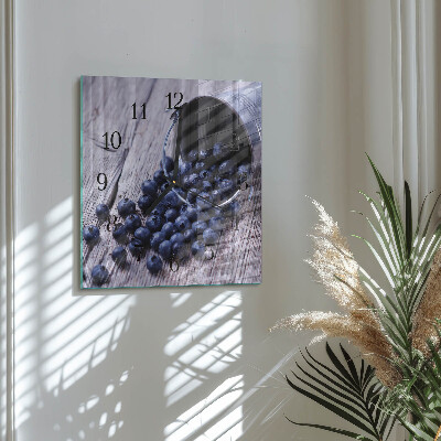 Glass wall clock square Berries
