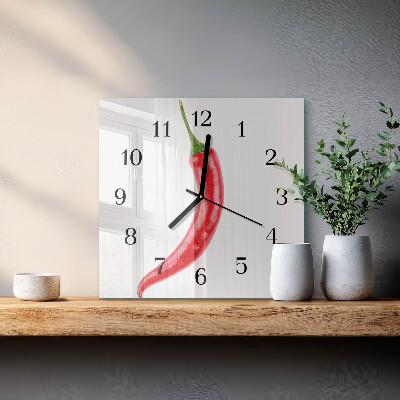 Square kitchen clock Chili pepper