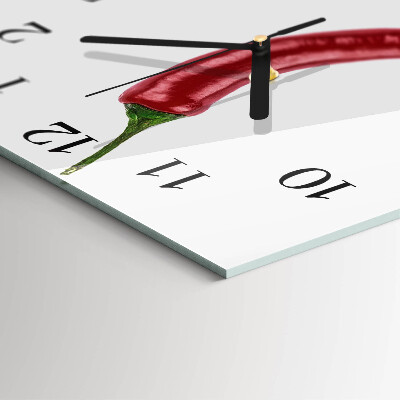 Square kitchen clock Chili pepper