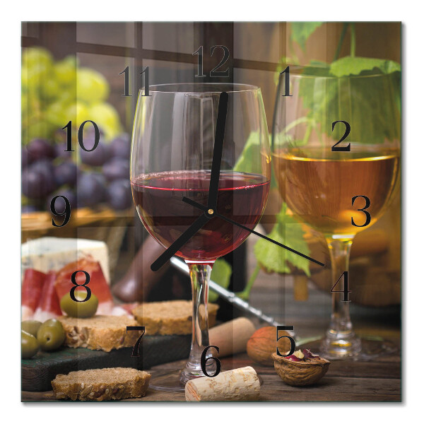 Glass wall clock square A glass of wine