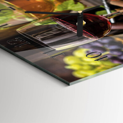 Glass wall clock square A glass of wine