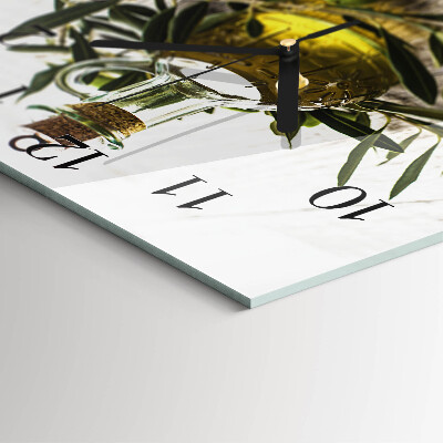 Glass clock square Olive oil