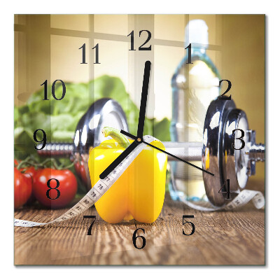 Glass wall clock square Pepper