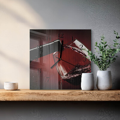 Glass clock square A glass of wine