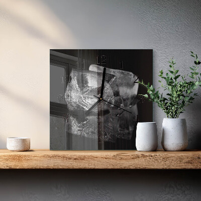 Glass wall clock square Ice cubes
