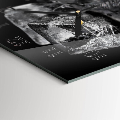 Glass wall clock square Ice cubes