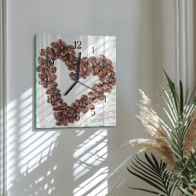 Glass wall clock square Coffee beans