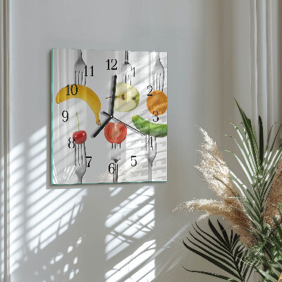 Square kitchen clock Fruit