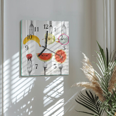 Glass clock square Fruit