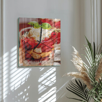 Glass wall clock square Fruit
