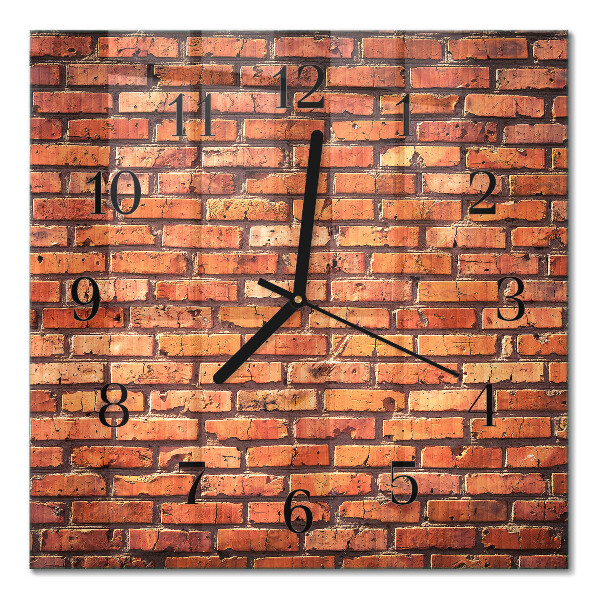 Glass clock square Brick wall