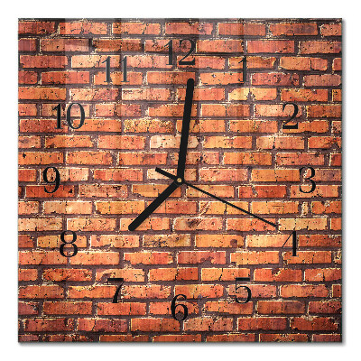 Glass clock square Brick wall