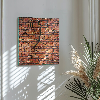 Glass clock square Brick wall