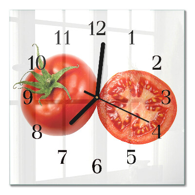 Square kitchen clock Tomatoes