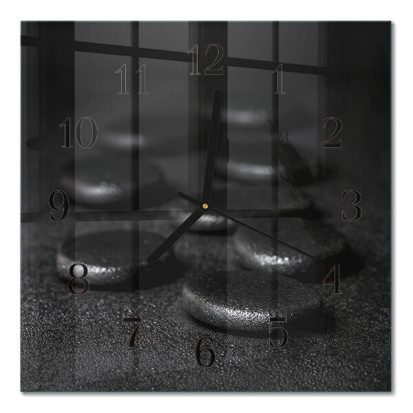 Glass clock square Zen stones