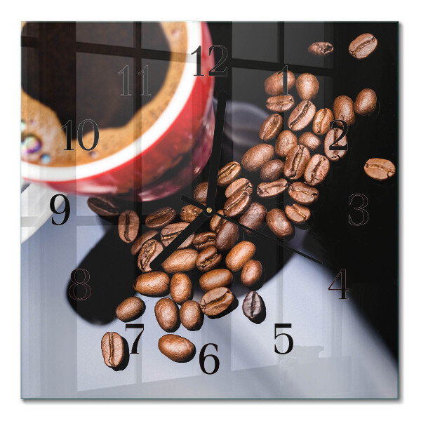 Glass wall clock square A cup of coffee