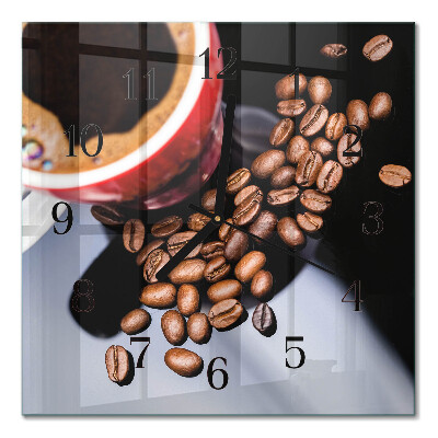 Glass wall clock square A cup of coffee