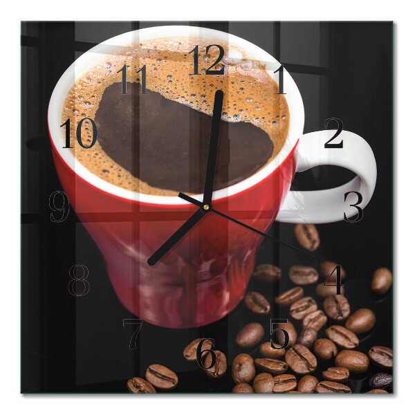 Square kitchen clock A cup of coffee