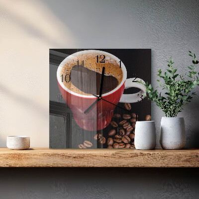 Square kitchen clock A cup of coffee