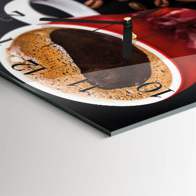 Square kitchen clock A cup of coffee