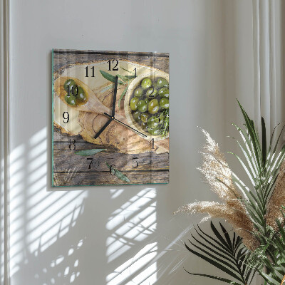 Square wall clock Olive wood
